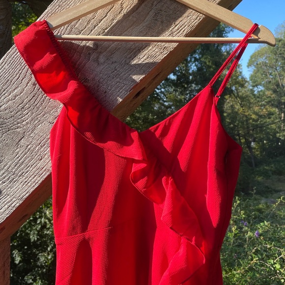NWT Red Mini Dress with Ruffle Detail - Picture 4 of 11